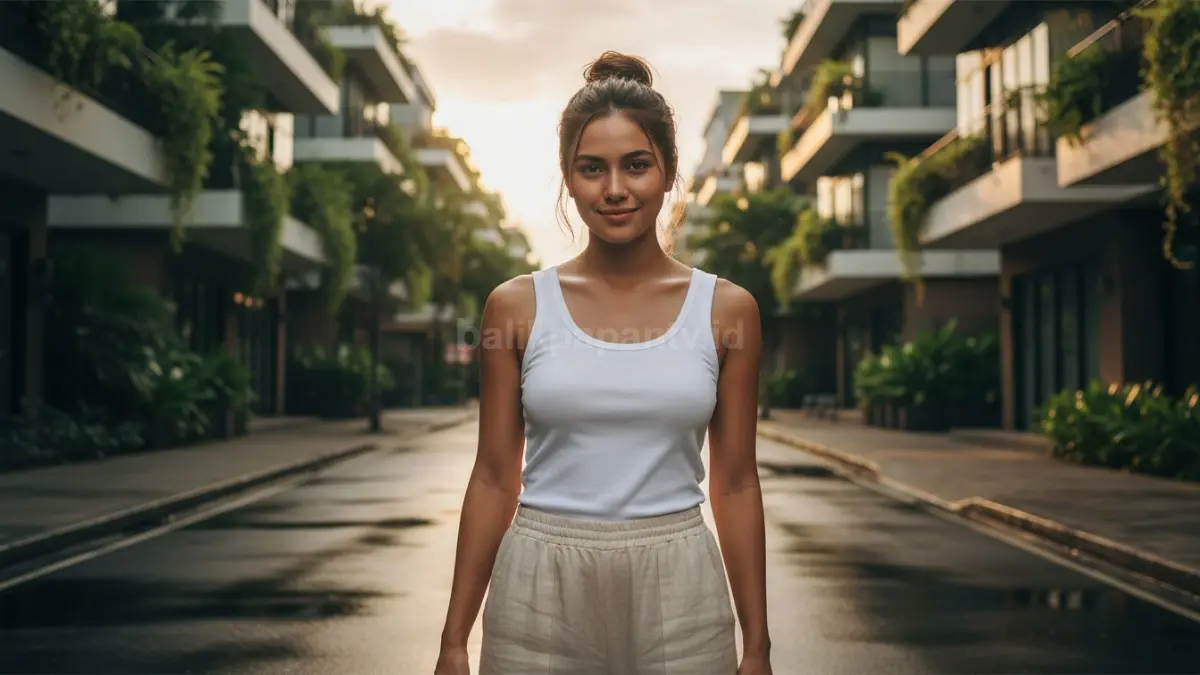 Outfit santai celana linen dan tank top cocok cuaca panas
