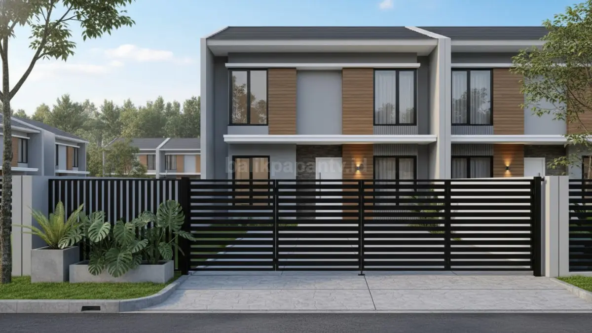 Pagar garis horizontal modern. (BTV/Ai)