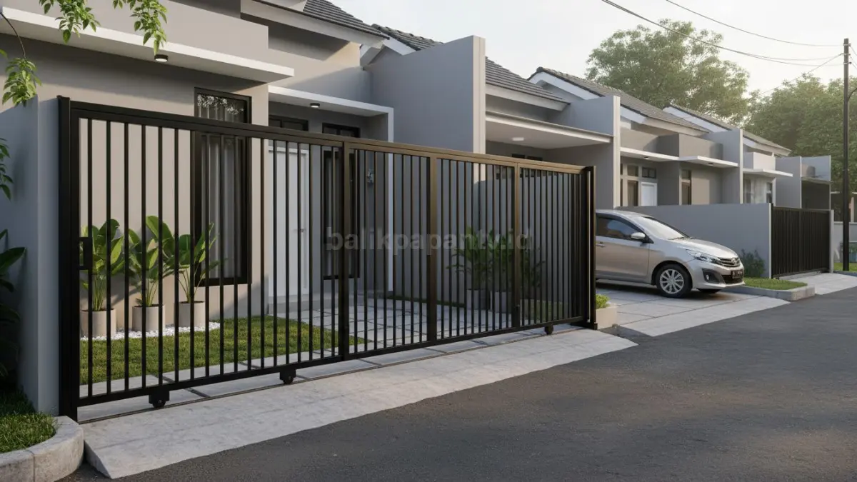 Pagar sliding minimalis untuk lahan sempit. (BTV/Ai)
