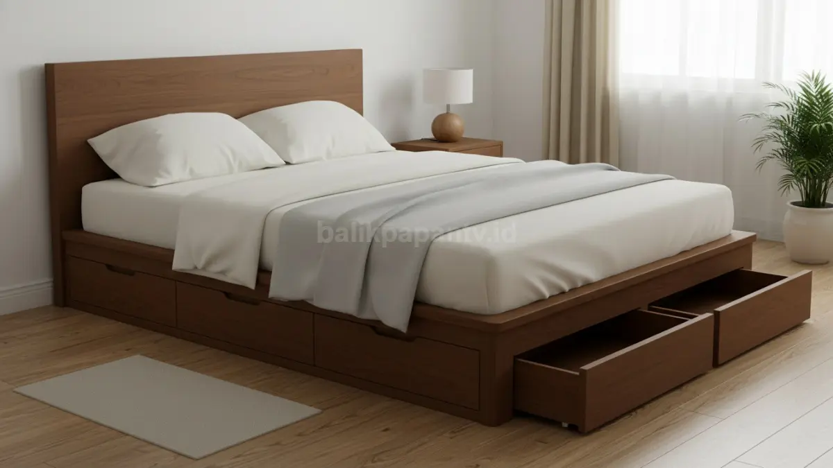 Platform kayu solid dengan storage tersembunyi (BTV/Ai)