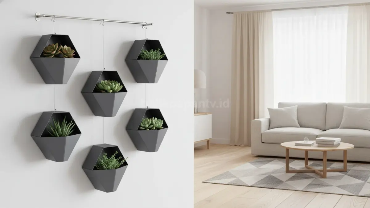 Pot hexagon gantung berbahan logam (BTV/Ai)