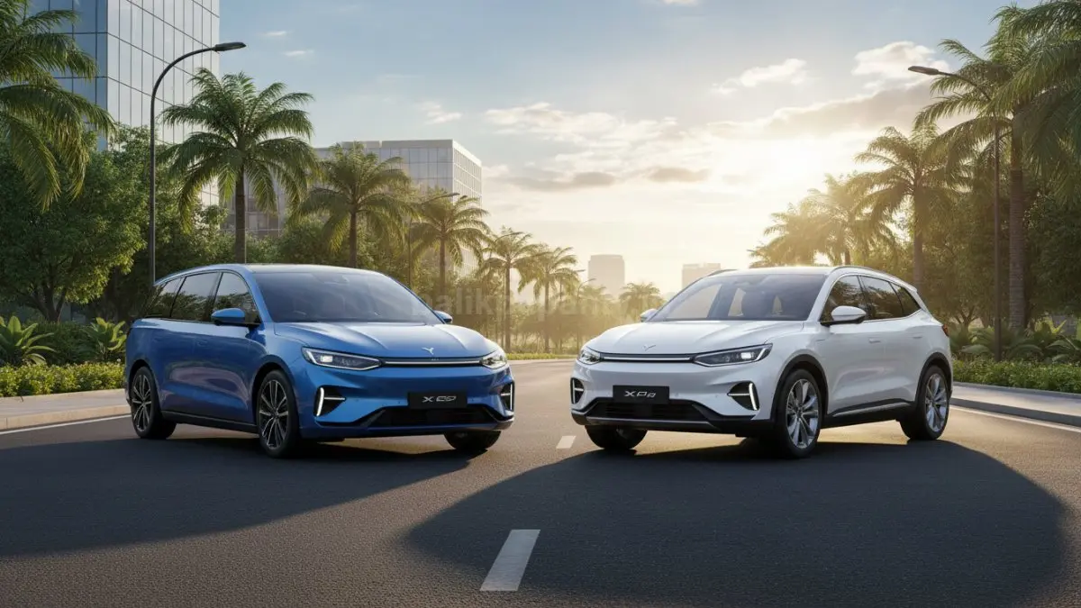 Tampilan Xpeng X9 dan G6 Pro berdampingan, menunjukkan perbedaan desain MPV dan SUV (BTV/Ai)