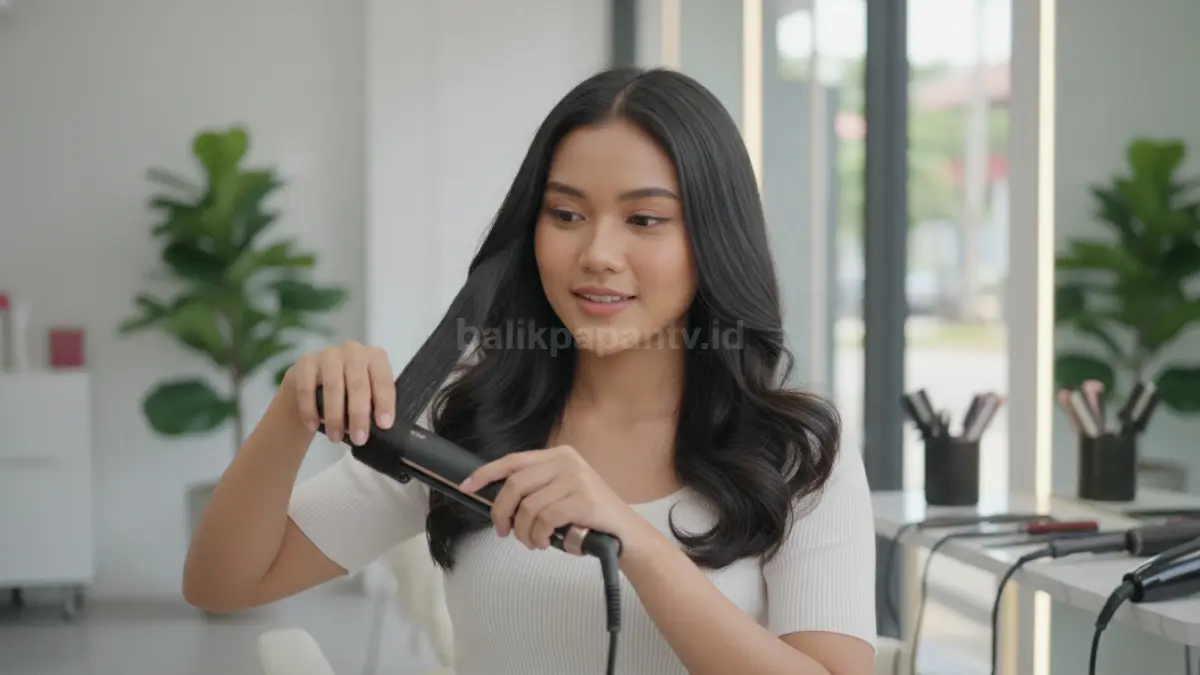 Teknik memutar catokan 180 derajat saat membuat gelombang rambut
