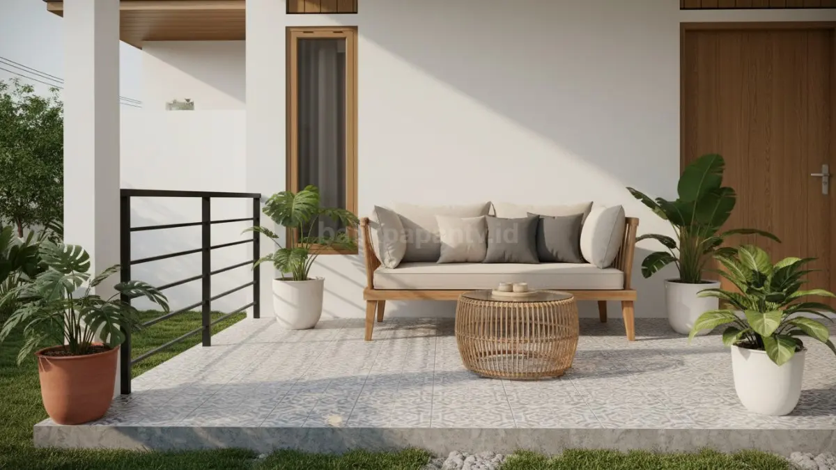 Teras dengan lantai motif sederhana. (BTV/Ai)