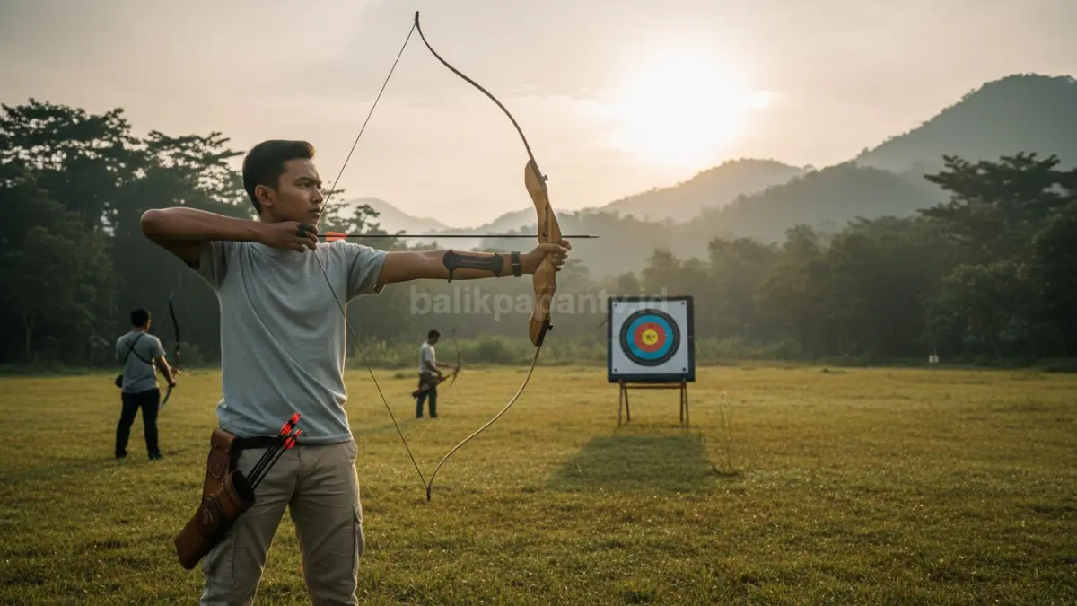 Barebow archery diminati anak muda karena fleksibel, santai, fokus, dan peralatannya sederhana digunakan sehari-hari.  (BTV/Ai)
