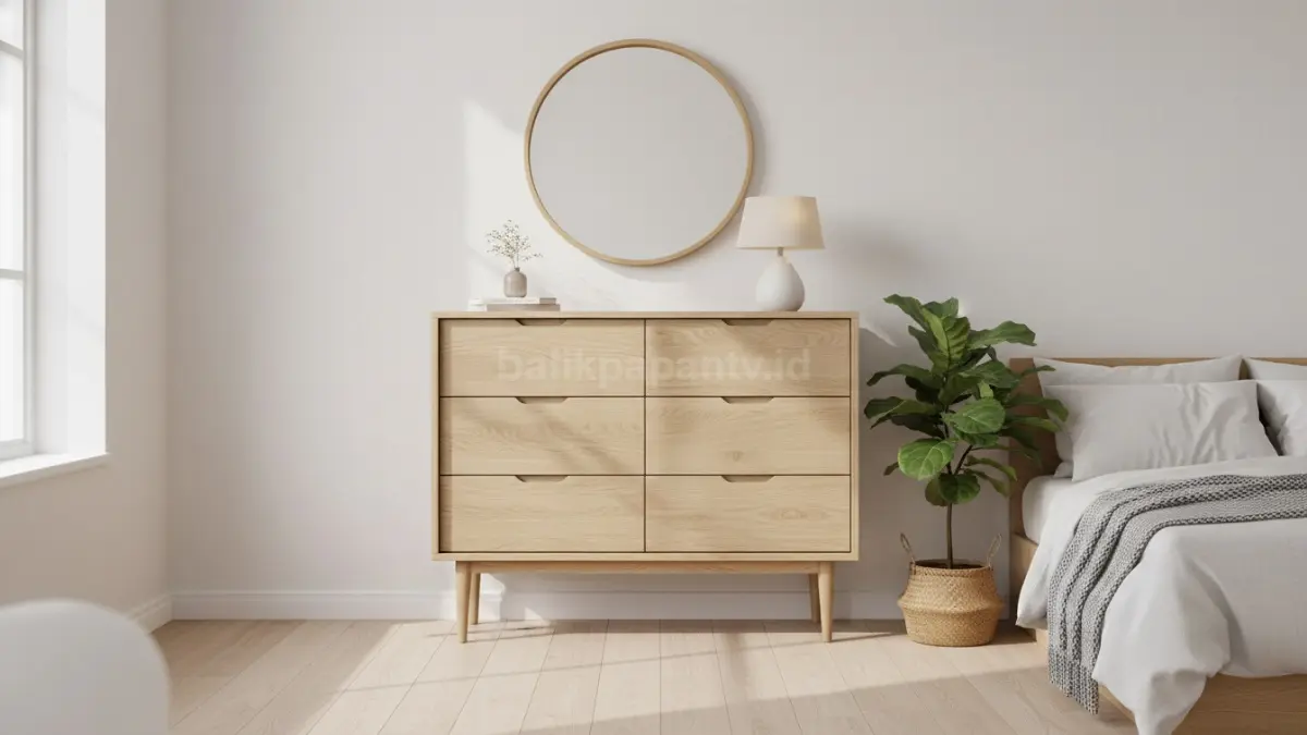 Drawer Unit Kayu Natural dengan Rel Soft Closing (BTV/Ai)