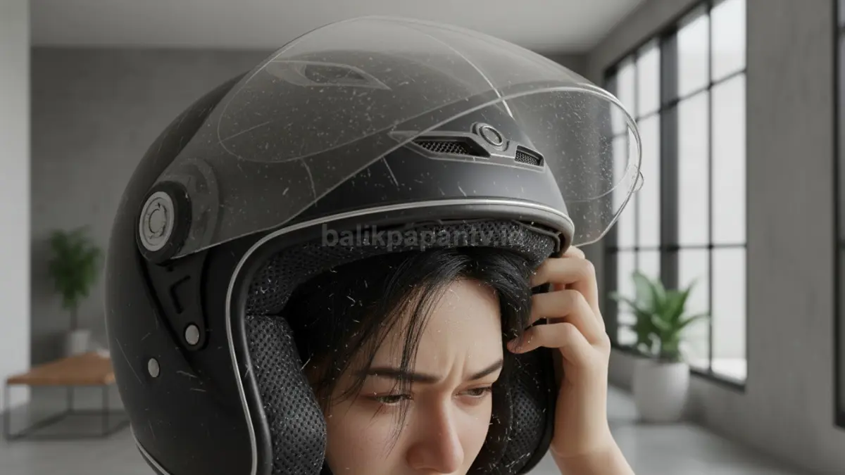 Helm motor yang jarang dibersihkan menjadi penyebab kulit kepala cepat gatal dan berketombe
