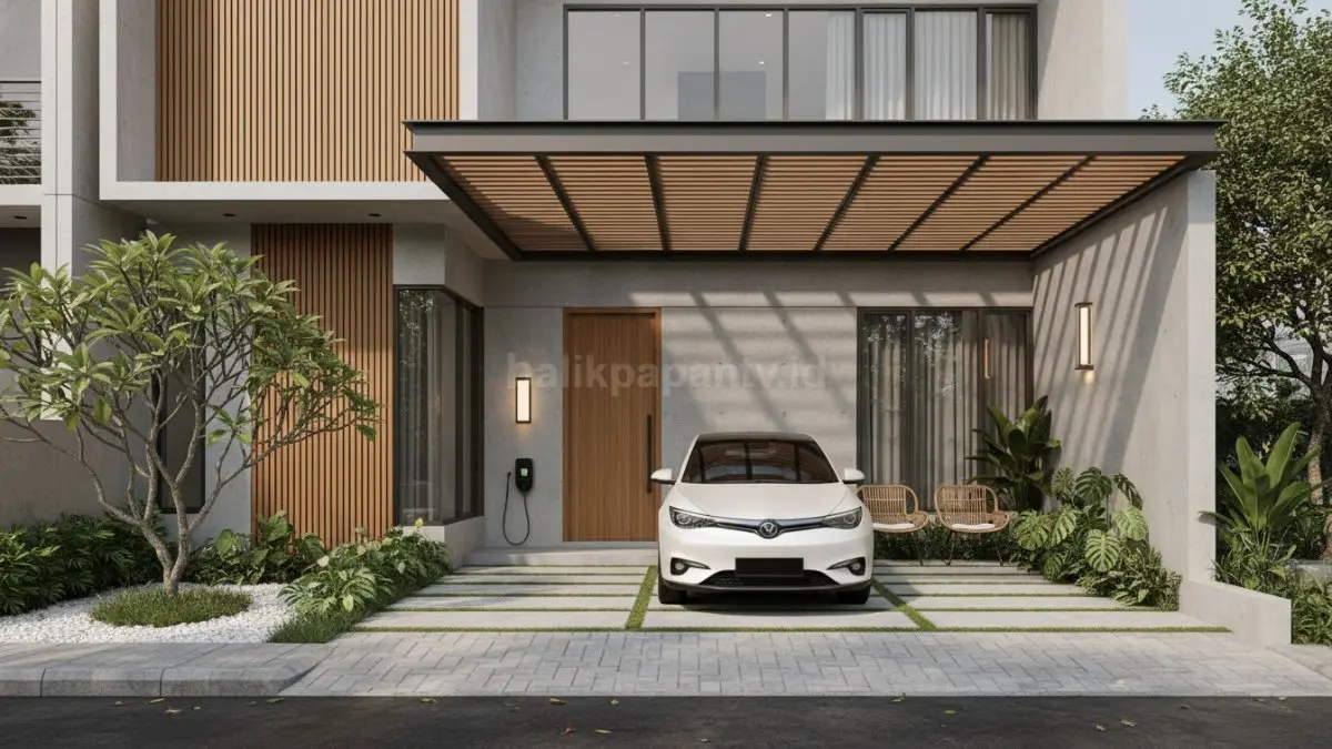 Inspirasi Carport Minimalis Tropis untuk Rumah Urban Masa Kini. (BTV/Ai)