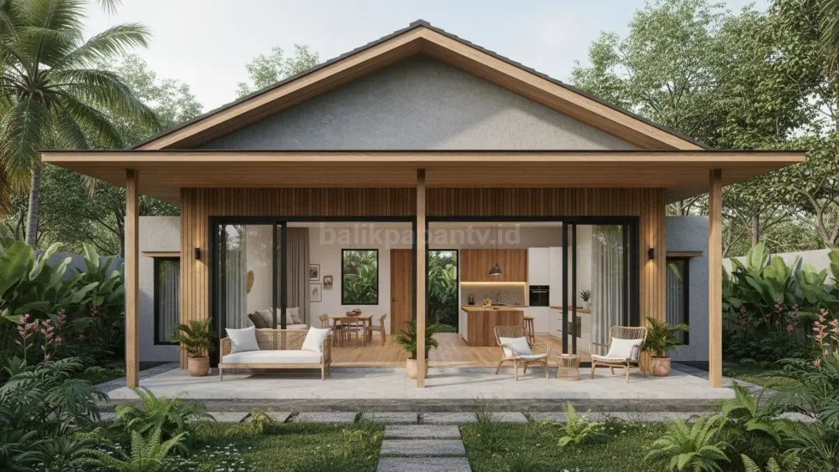 Inspirasi rumah 6x8 tanpa sekat terasa lega, nyaman, modern, cocok untuk lahan minimalis keluarga kecil.
