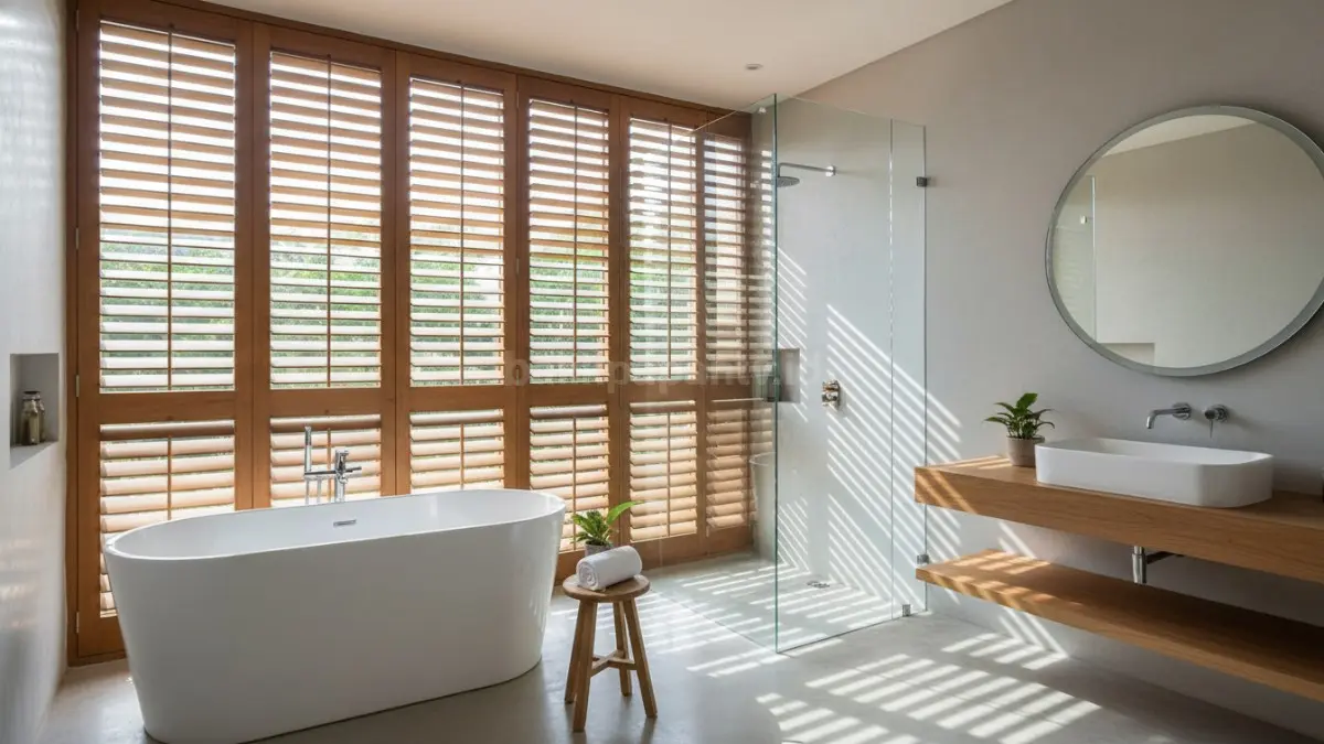 Kamar mandi minimalis modern dengan ventilasi alami dan pencahayaan terang bikin ruangan terasa segar setiap hari
