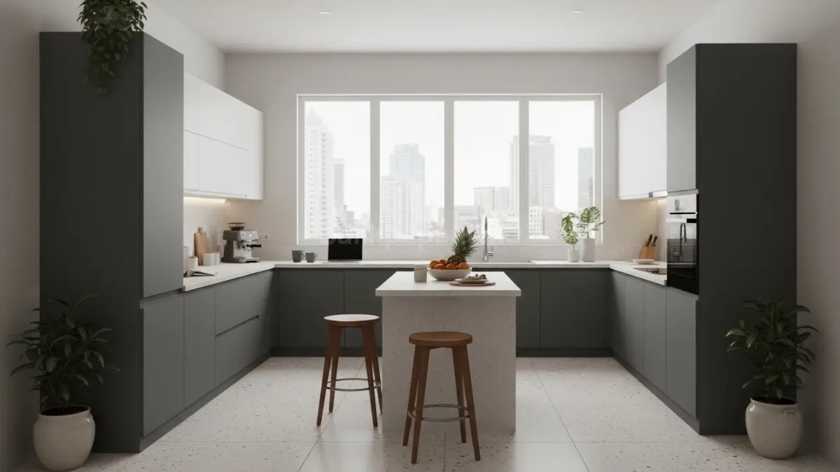 Kitchen set flat panel modern warna matte di dapur minimalis (BTV/Ai)