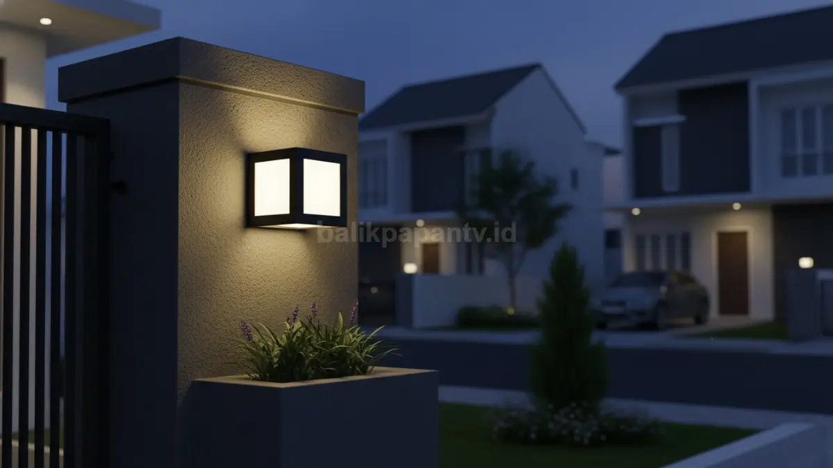 Lampu pagar LED warm white minimalis. (BTV/Ai)