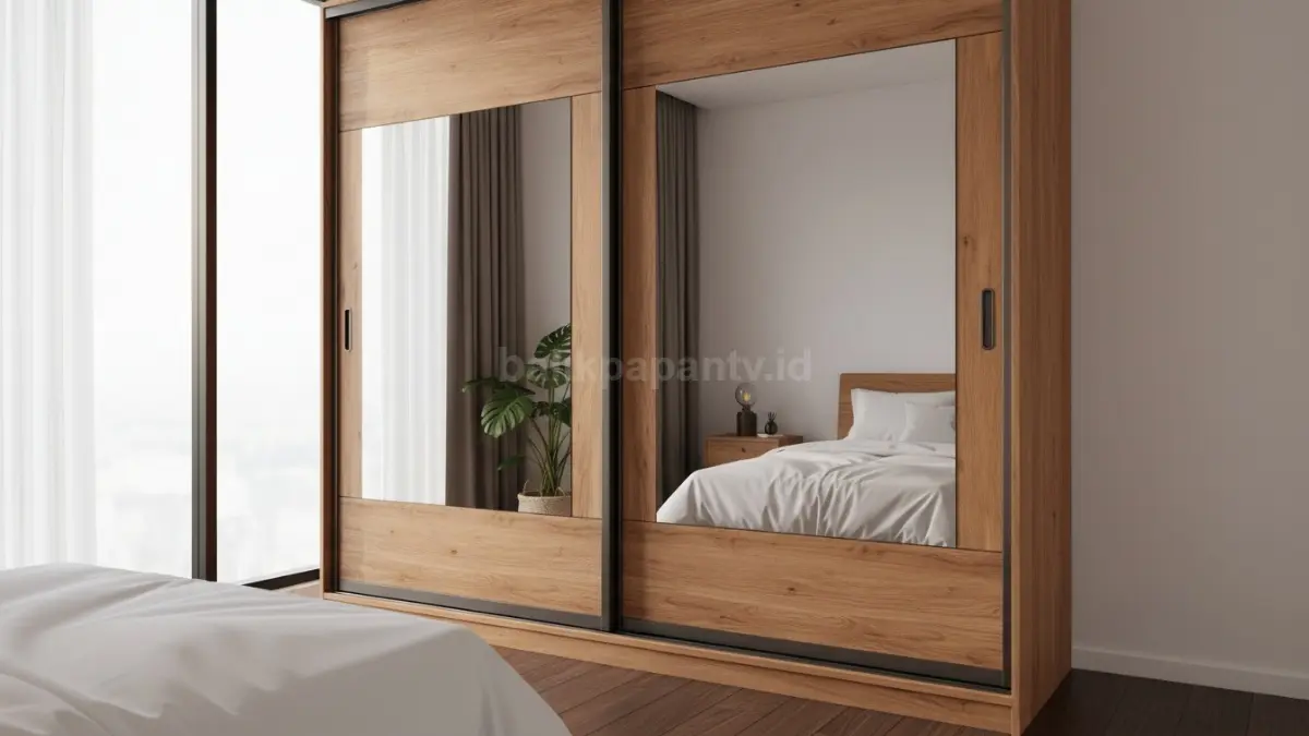 Sliding Door Kombinasi Cermin Frameless Minimalis (BTV/Ai)
