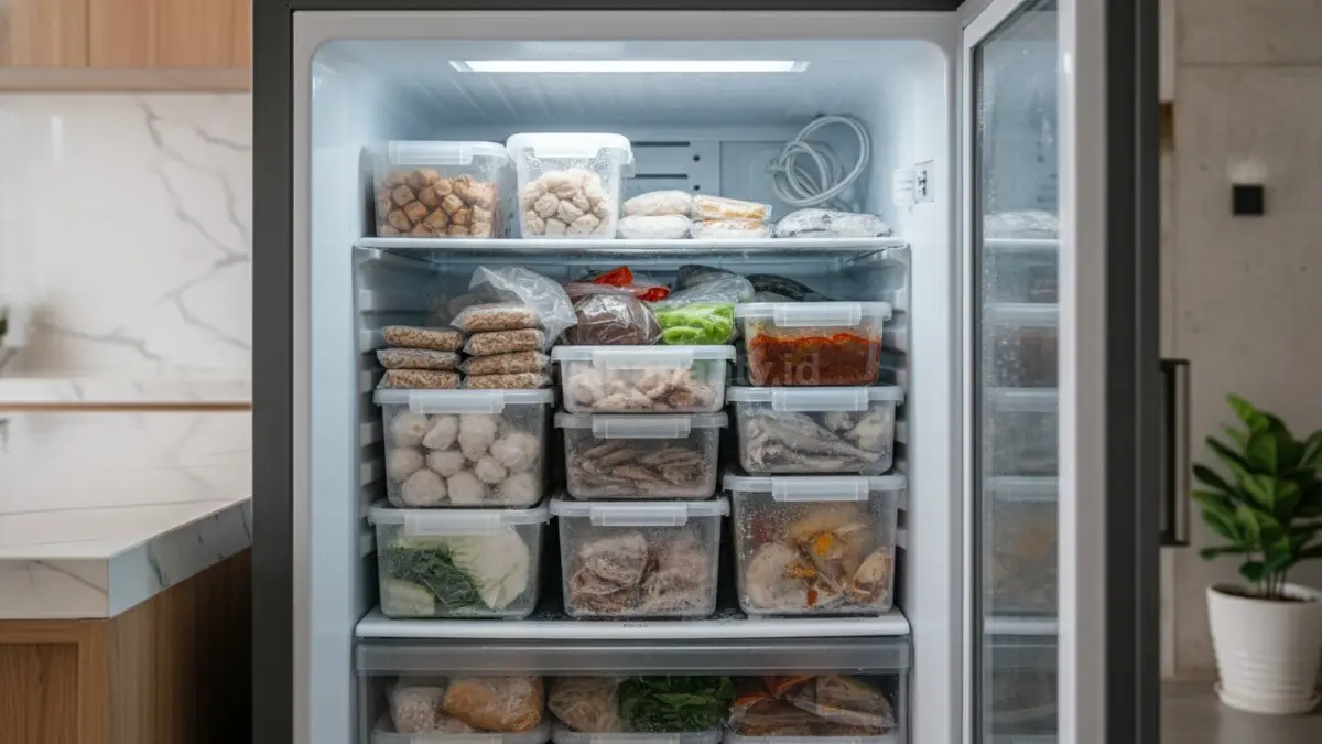 Susunan makanan di freezer yang terlalu padat membuat udara dingin sulit bersirkulasi

