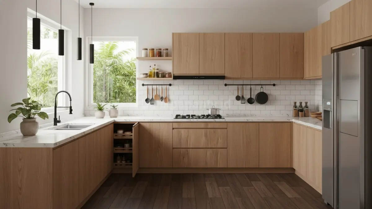 Dapur Letter L dengan Area Sirkulasi Lebih Longgar. (BTV/Ai)