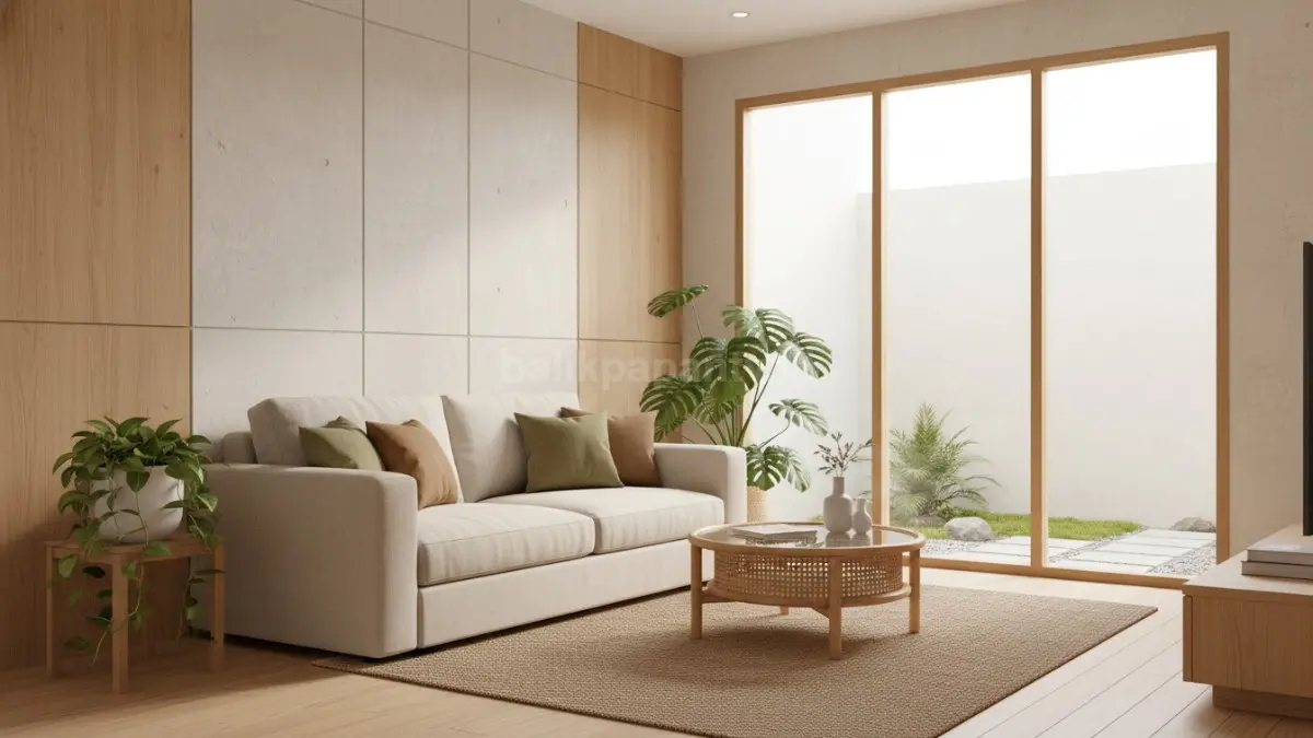  Dekorasi warna earthy dan kayu natural
