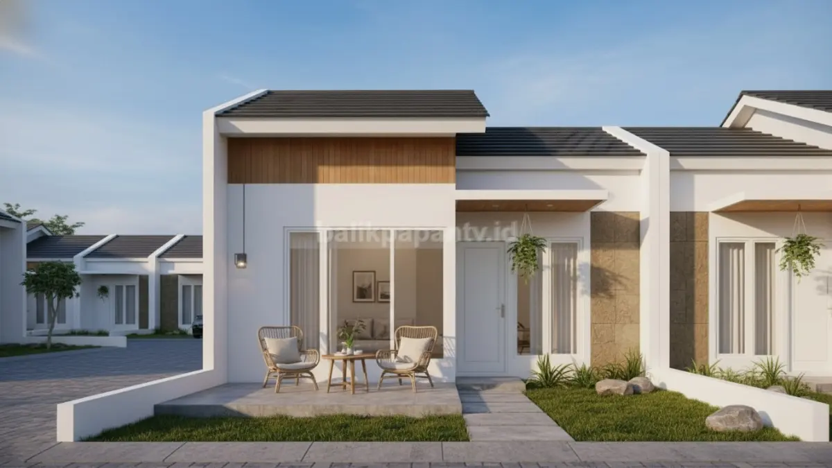 Deretan rumah subsidi modern di Indonesia dengan desain sederhana namun tetap fungsional. (BTV/Ai)
