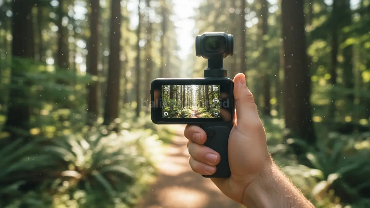 DJI Osmo Pocket 4 digunakan merekam vlog outdoor dengan stabilisasi halus dan desain praktis (BTV/Ai)