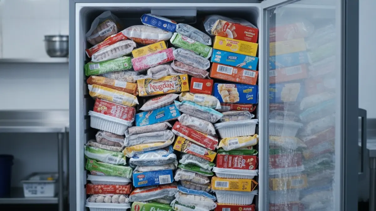 Freezer terlalu penuh menghambat sirkulasi udara, membuat suhu tidak merata dan makanan cepat rusak.
