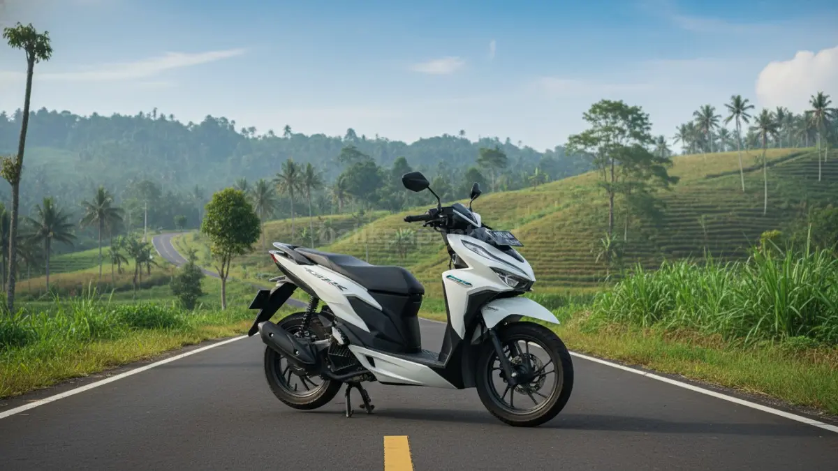 Honda Vario 125 cocok untuk perjalanan jauh karena tenaga stabil dan konsumsi BBM tetap efisien harian. (BTV/AI)