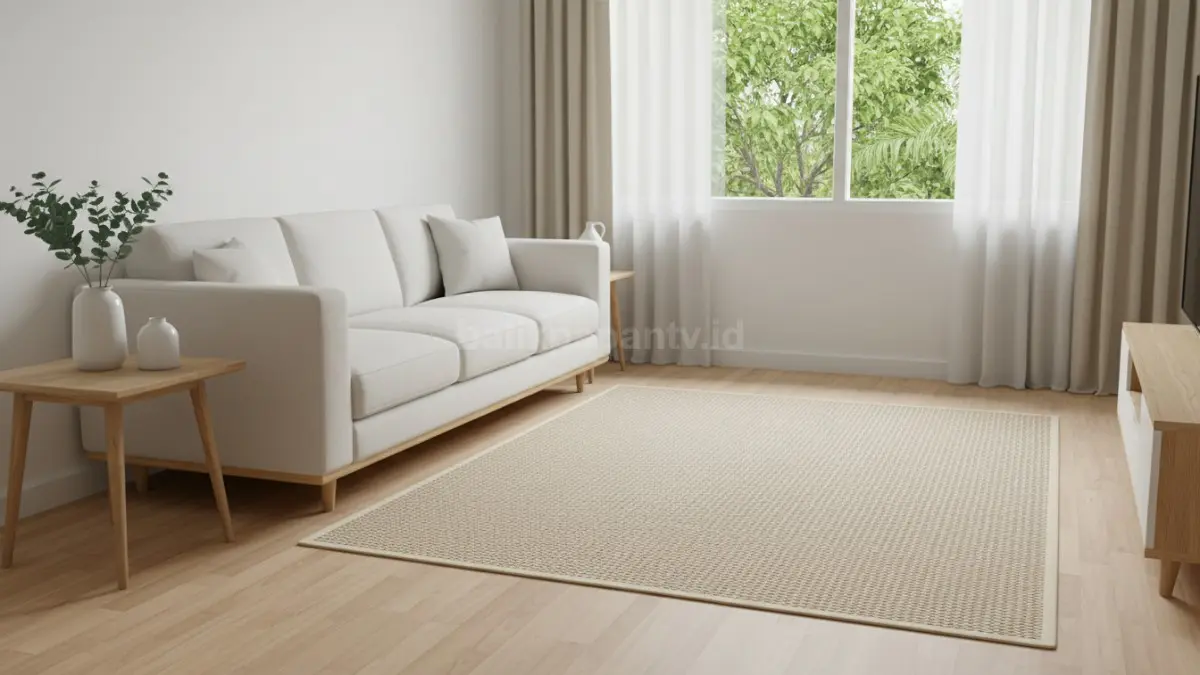 Karpet Beige Tekstur Anyaman Tipis untuk Ruang Tamu Compact (BTV/Ai)
