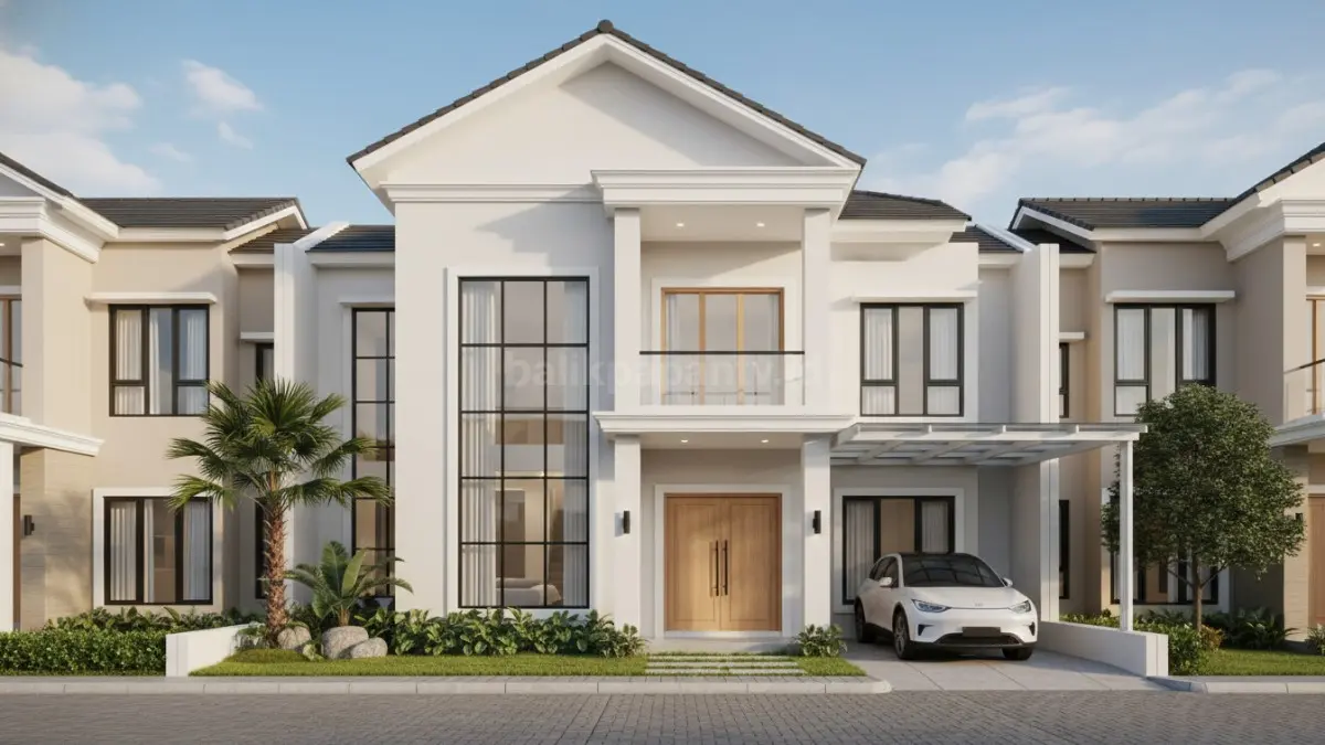 Keluarga muda menikmati ruang tamu rumah klasik modern dengan pencahayaan alami luas. (BTV/Ai)