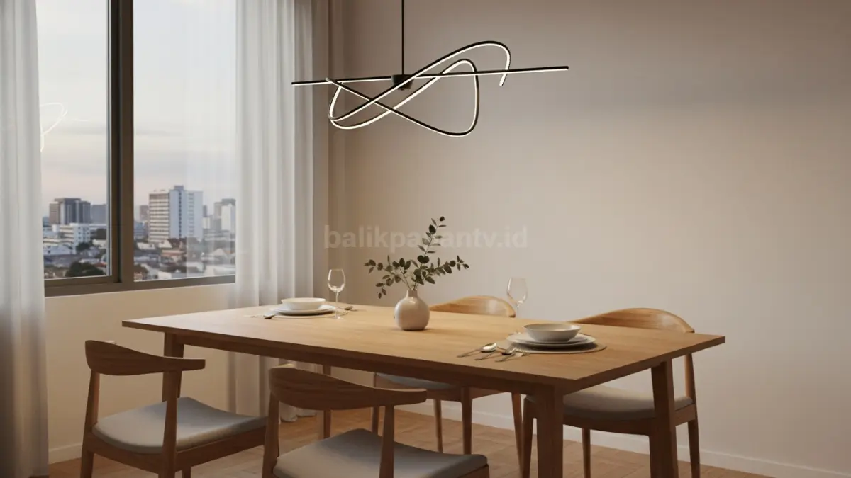 Lampu gantung modern minimalis warna hitam matte membuat ruang makan rumah terasa hangat dan elegan (BTV/Ai)