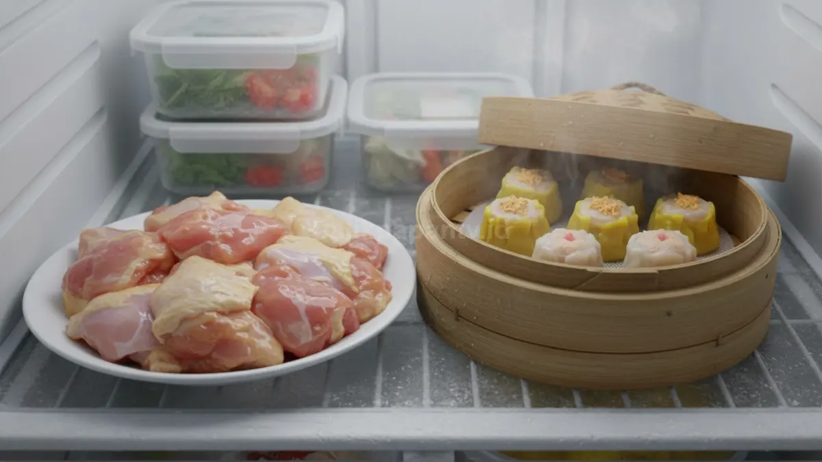 Makanan panas langsung masuk freezer menaikkan suhu, memicu bunga es dan merusak frozen food lain.
