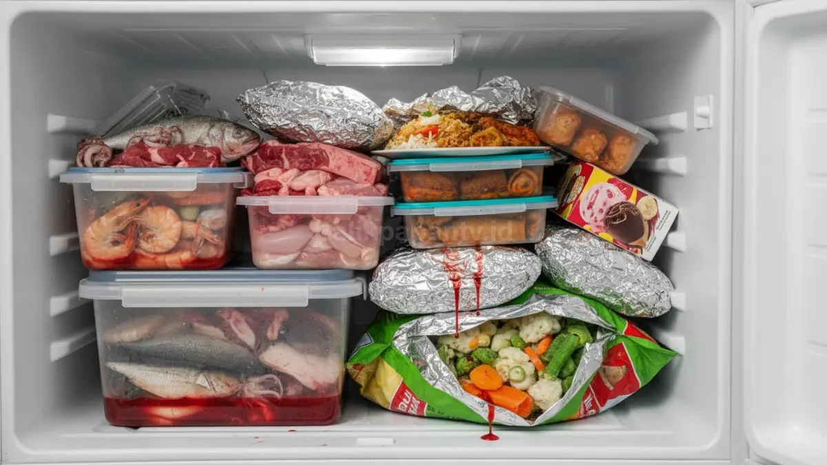Menyimpan semua makanan satu area meningkatkan risiko kontaminasi silang dan menurunkan keamanan frozen food rumah tangga.
