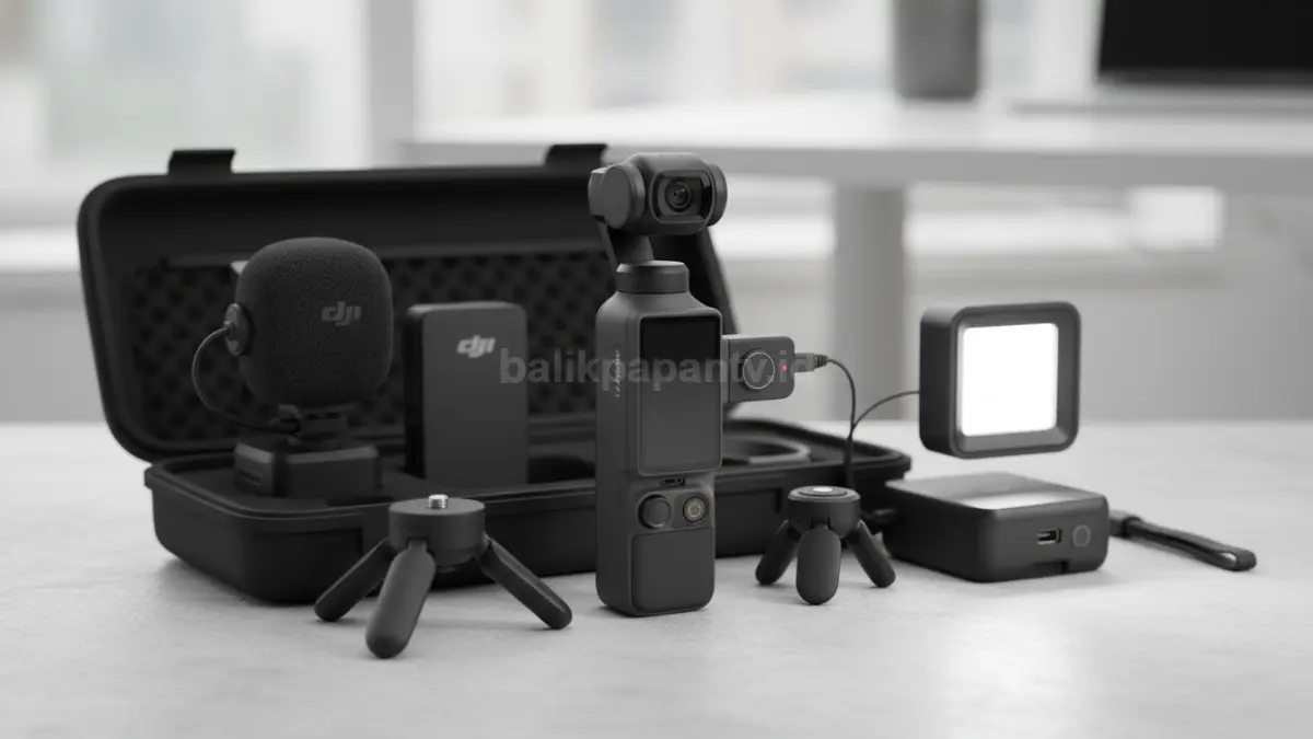 Paket Creator Combo DJI lengkap dengan mikrofon nirkabel dan fill light (BTV/Ai)