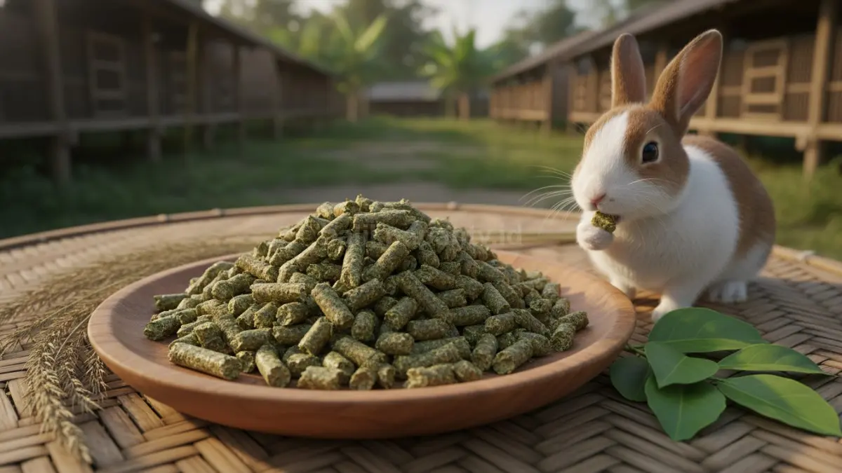 Pelet rendah gula membantu melengkapi nutrisi kelinci dengan serat tinggi dan bahan lebih alami sehat.
