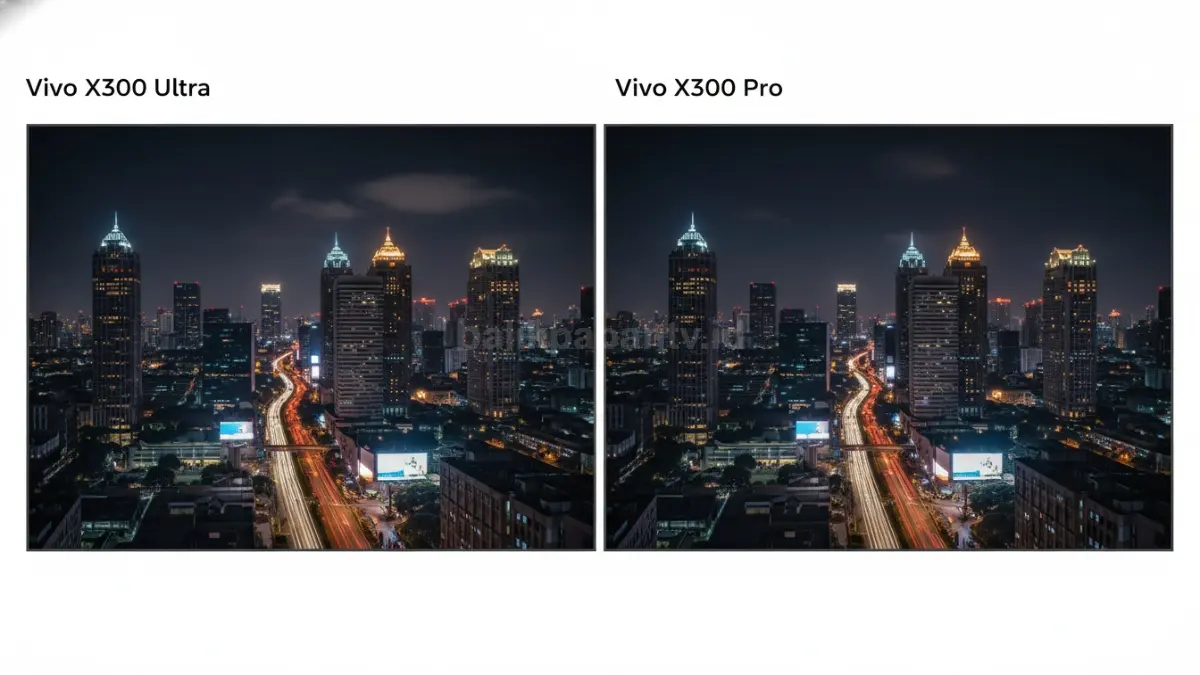 Perbandingan kamera ultra-wide Vivo X300 Ultra dan X300 Pro saat low light (BTV/Ai)