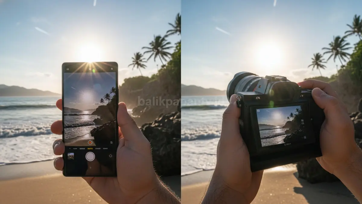 Perbandingan vivo X300 Ultra dan Sony A7C Mark II saat uji foto outdoor dengan cahaya ekstrem (BTV/Ai)