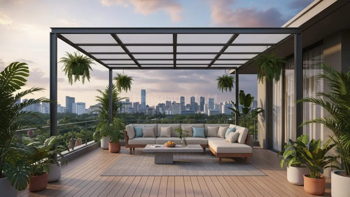Rooftop semi terbuka dengan kanopi ringan. (BTV/Ai)