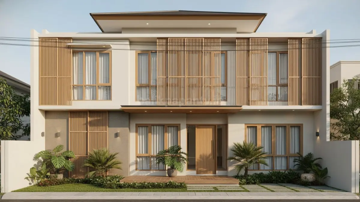  Rumah Japandi tropis dengan bukaan lebar

