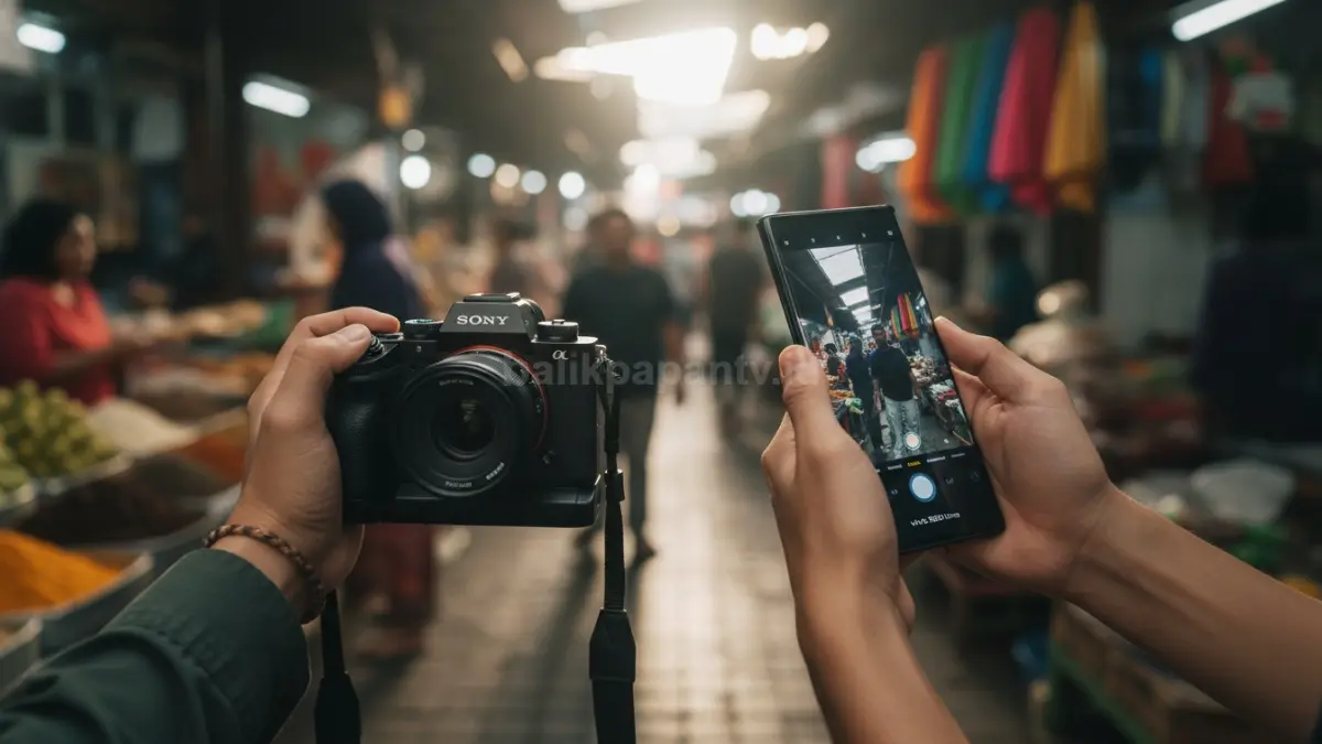 Sony A7C Mark II dan vivo X300 Ultra saat dipakai traveling harian (BTV/Ai)