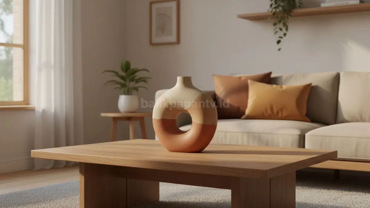 Vas keramik putih glossy bentuk organik untuk rumah clean modern (BTV/Ai)