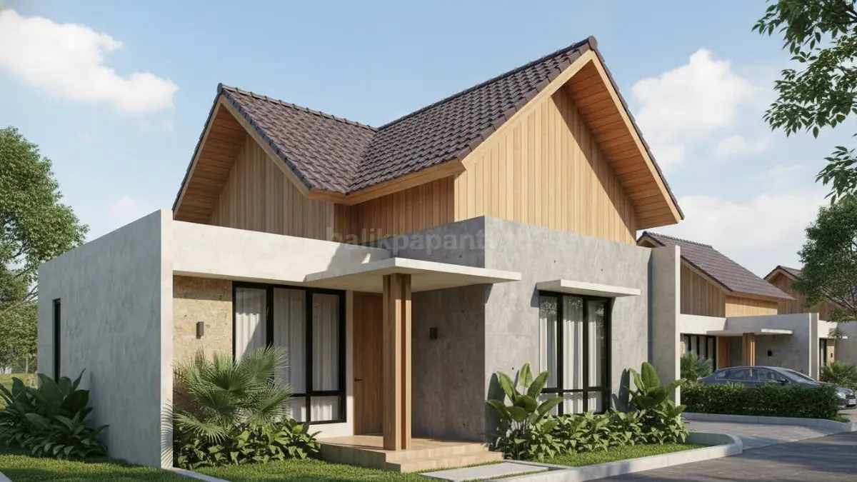 Atap Pelana Modern Kombinasi Kayu. (BTV/Ai)