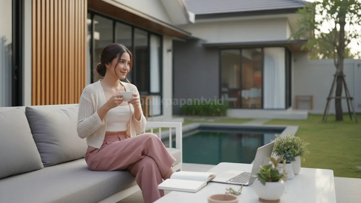 Cardigan rajut tipis dipakai nongkrong sore dengan tampilan santai dan modern
