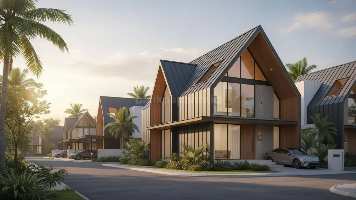 Desain atap modern minimalis dengan ventilasi alami untuk rumah perkotaan yang terasa nyaman. (BTV/Ai)