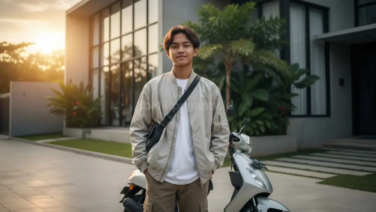 Remaja memakai outer kasual modern dengan gaya santai cocok untuk aktivitas harian di Balikpapan
