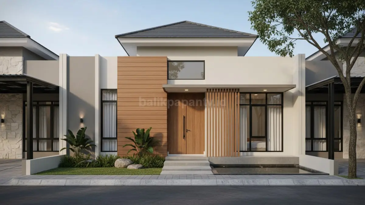 Rumah minimalis mewah konsep quiet luxury dengan warna earth tone dan pencahayaan natural yang adem. (BTV/Ai)