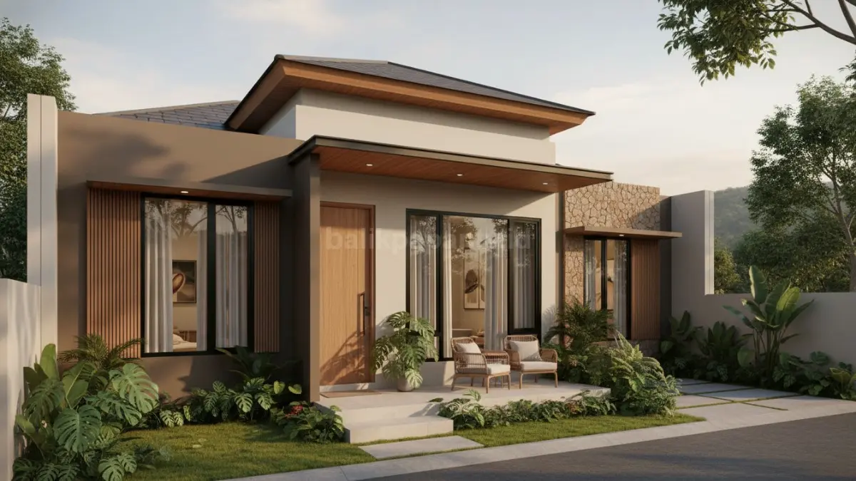 Rumah modern earth tone 2026 dengan warna beige dan terracotta terasa hangat sejak pandangan pertama. (BTV/Ai)