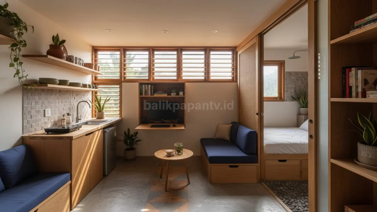 Ilustrasi Rumah prefab kecil modern 2026 hemat ruang, dan estetik minimalis. (BTV/AI)