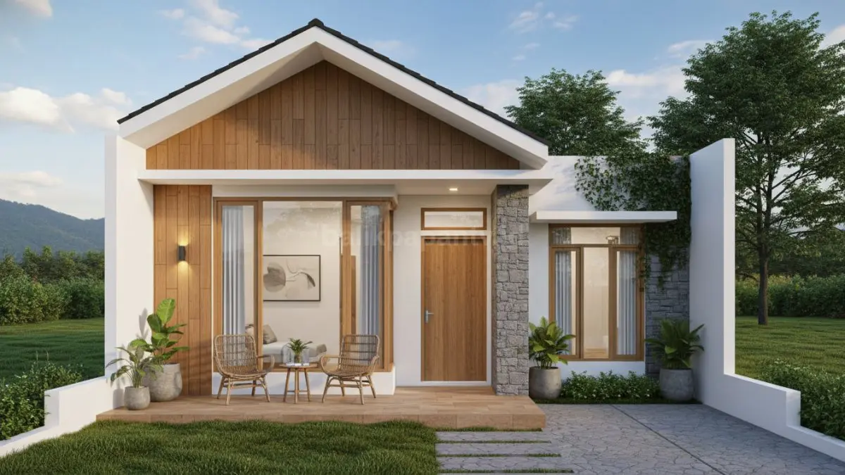 Rumah minimalis modern di pinggir kota dengan desain terbuka dan suasana hijau nyaman