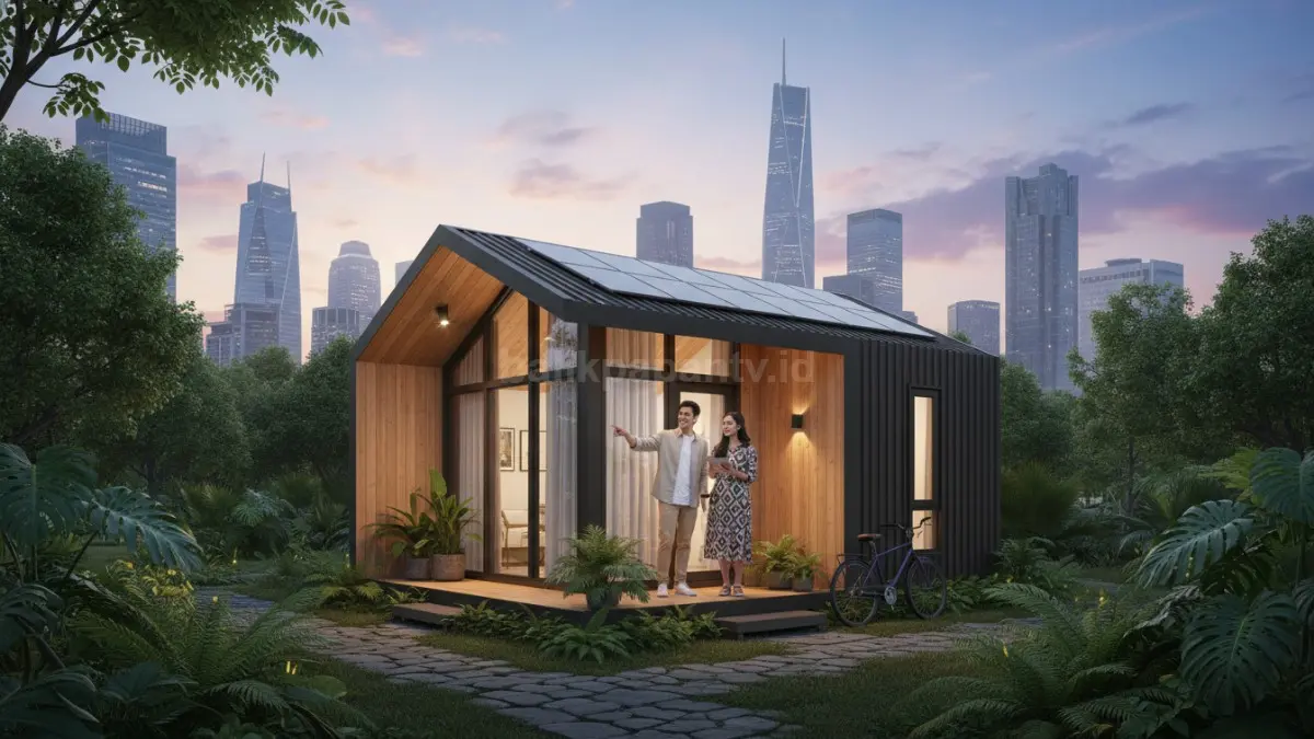 Rumah prefab kecil modern 2026 diminati anak muda urban karena praktis, hemat ruang, dan estetik minimalis.
