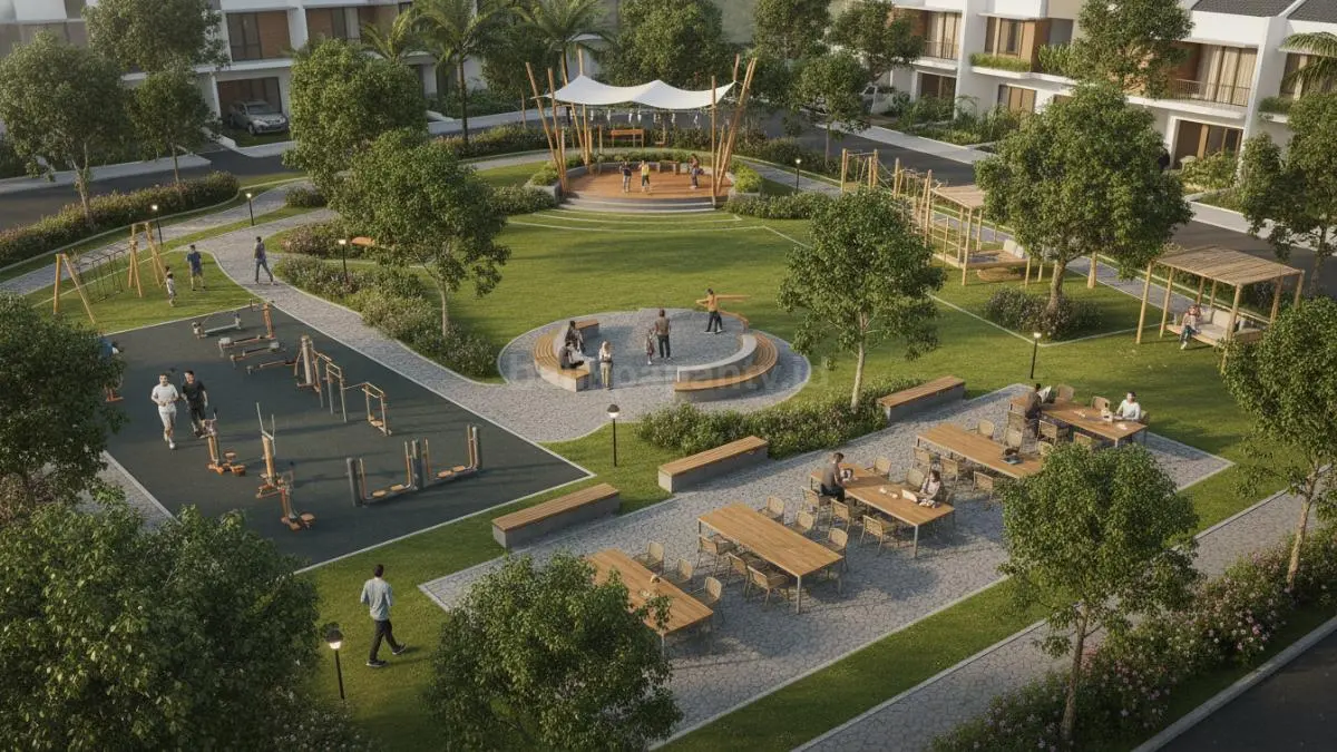 Taman Kota Multifungsi dengan Area Interaksi Sosial. (BTV/Ai)