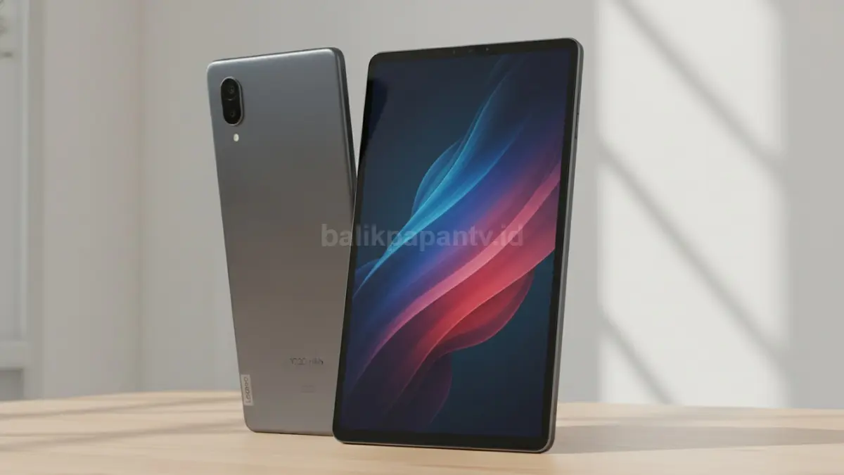 Bodi tipis Lenovo Idea Tab Pro Gen 2 warna Luna Grey dengan baterai besar 10.200 mAh. (BTV/Ai)
