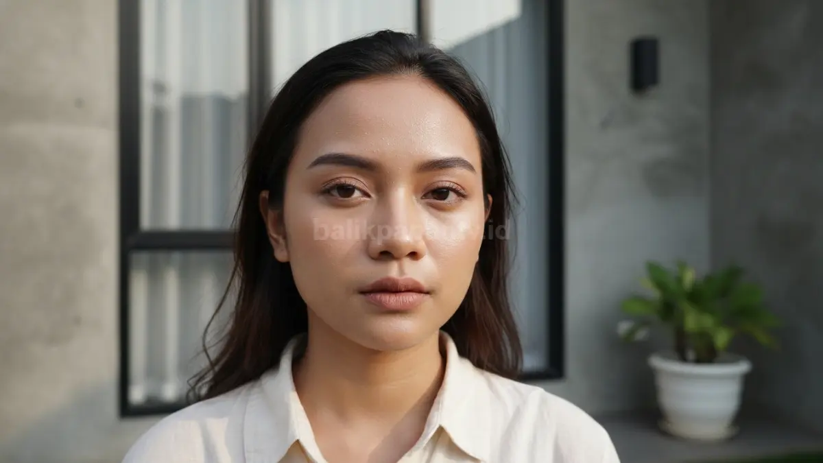 Contoh kesalahan makeup natural yang membuat wajah terlihat kusam di cuaca panas
