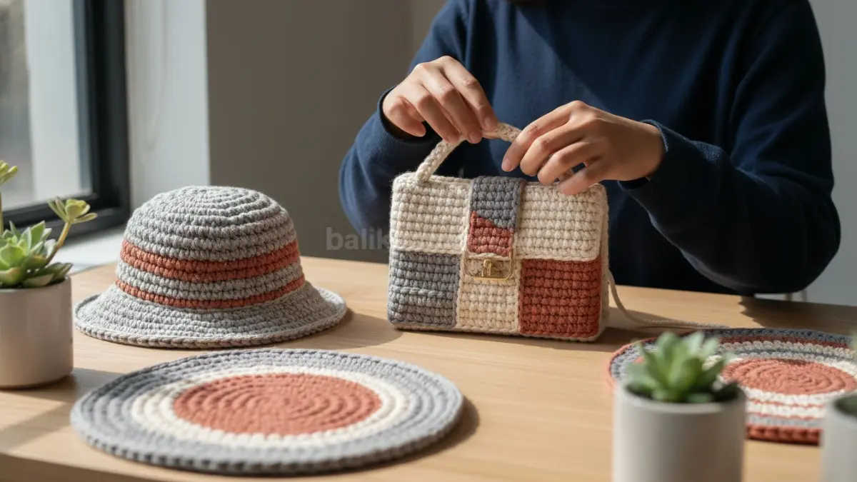 Crochet dan knitting modern diminati Gen Z untuk membuat aksesori minimalis seperti tas dan dekor rumah.
